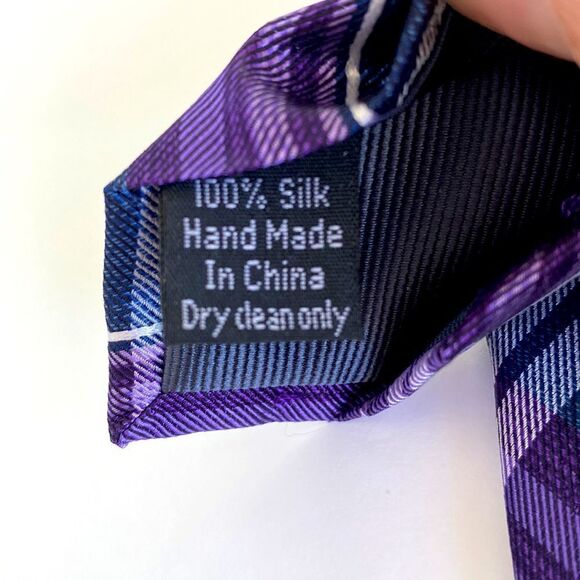 Pronto Uomo platinum Mens wearhouse lavender purple white denim blue plaid Xlong - Picture 7 of 7